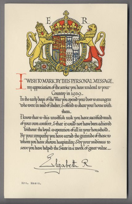 Certificate of thanks, 1945 | Royal Pavilion & Museums Brighton & Hove