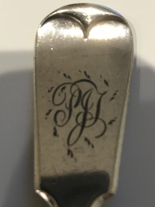 Sarah Pope Tourle’s initials on a silver fork