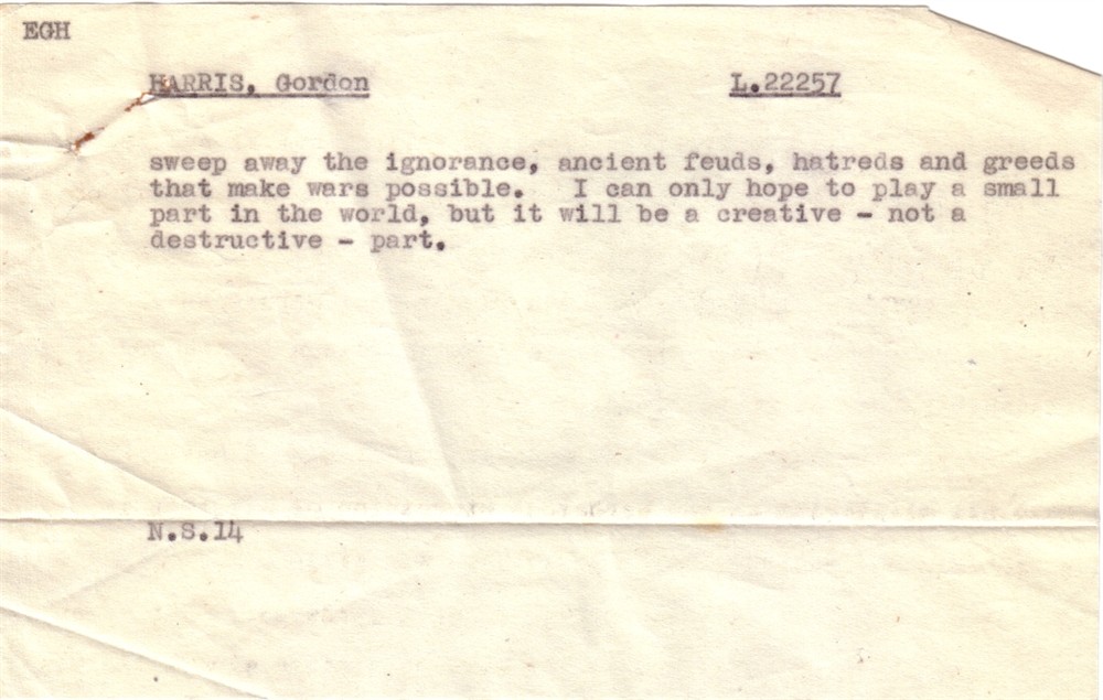 Official application by Gordon Harris to be registered as a