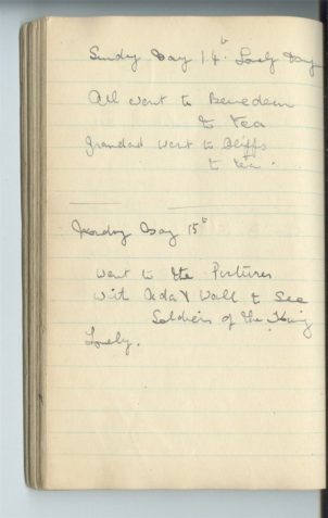 Two page extract from the diary of Florence Elphick