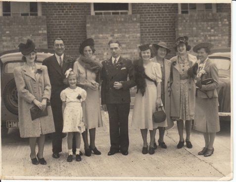 Photograph of Hinda Harris in a group at a friend's wedding