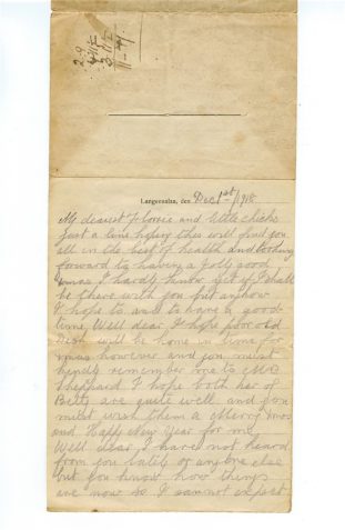 Letter from Alfred Langrish to his wife Florence from Langensalza POW camp, Germany