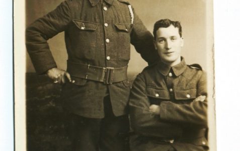 Photograph of Alfred Langrish (standing) in Royal Naval Division uniform