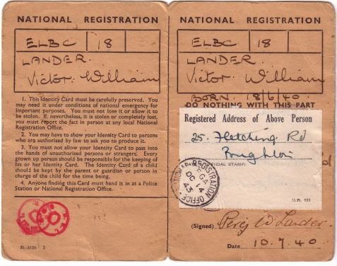 National Identity Card for Victor William Lander