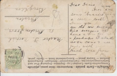 Postcard sent to Master D. Norrish [Denis] from M