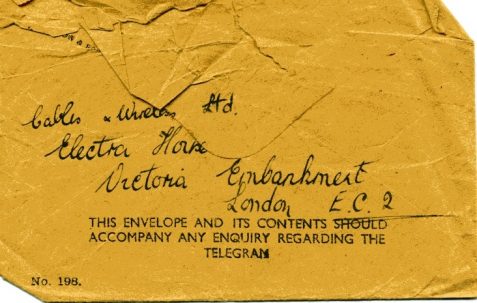 Telegram and envelope from the Infantry Record Office to Kathleen Mary Langridge (née Stoner)