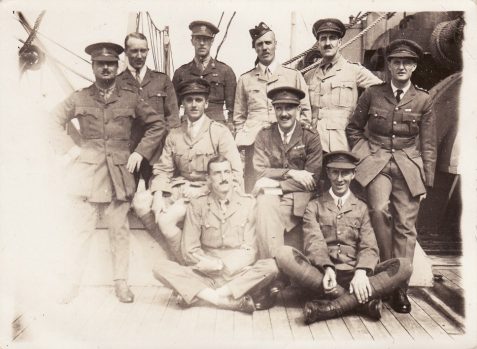 Photograph of Jack Bethell and fellow-officers returning from East Africa