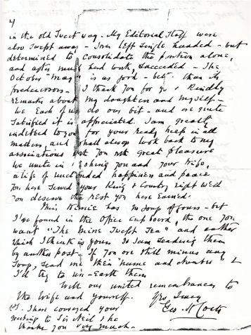 Letter from Colonel George H Coats CB to Sergeant Victor Lawrence Ross