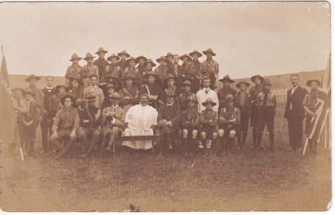 Postcard of the Rottingdean Scouting Troop with Lord Baden Powell