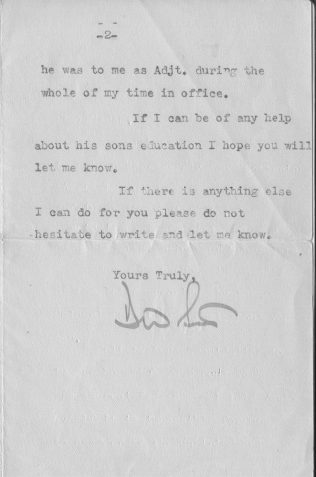 Letter to SH's mother from the Adjutant at the Jellalabad Barracks, Tidworth