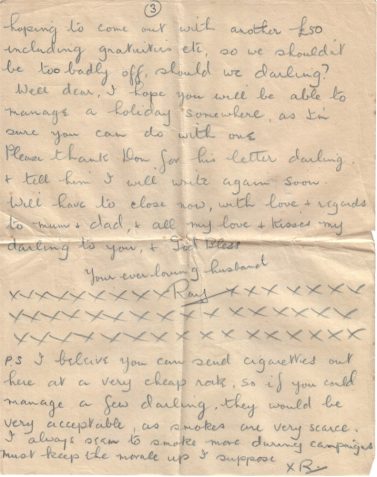 Letter from Lance-Corporal Ray Harris to his wife Doreen Harris