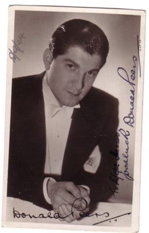 Signed photo of Donald Peers to Ray Harris