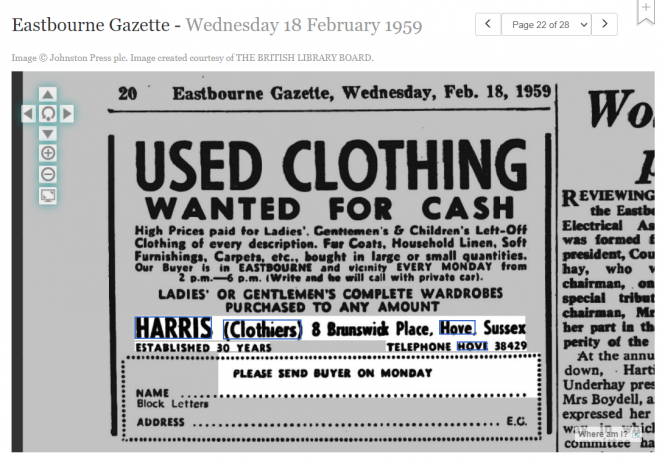 Does anyone remember the owners of Harris clothers in Hove