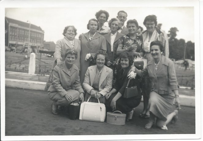 Metal Box outing (date and place unknown) - Front row l-r Nell Godfrey, my mother Kitty (Kit) Phillips. All others unknown.
