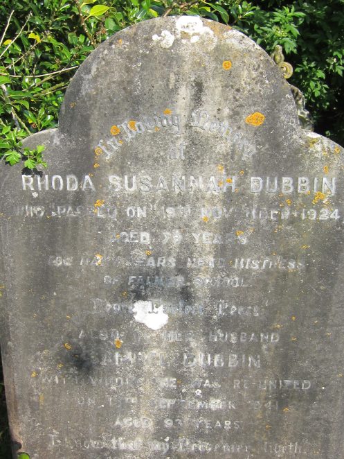 Rhoda and Samuel's gravestone in Stanmer Graveyard | Permission of Dubbin family