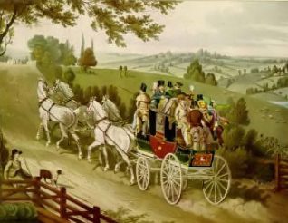 The Brighton Comet, c. 1820: The stage coach known as the Brighton Comet, with passengers | Image reproduced with kind permission from Brighton and Hove in Pictures by Brighton and Hove City Council
