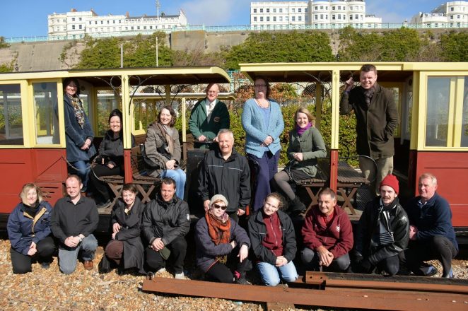 Teachers meet Stuart Strong (centre standing) the Manager  of Volks Railway to plan for children's visits to this historic railway | Photo by Tony Mould