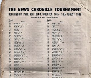 1949 Starters list | HPGC Archive