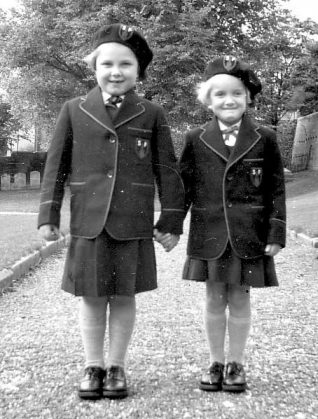 Myself and my older sister Wendy - ready for school! | From the private collection of Patricia Silsby