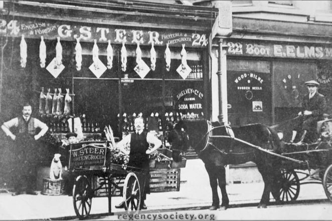 Steers greengrocer and fruiterer in 1910 | Image reproduced with kind permission of The Regency Society and The James Gray Collection