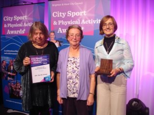 Ruth Carter, Val, Ghislaine Picchioan receiving our small groups award at the B&H Active for Life Presentations 2013. | From the private collection of Frances Low