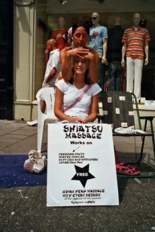 Shelley-Anne (Molly), offering Shiatsu massage on East Street | Photo taken by Zoe Bradford