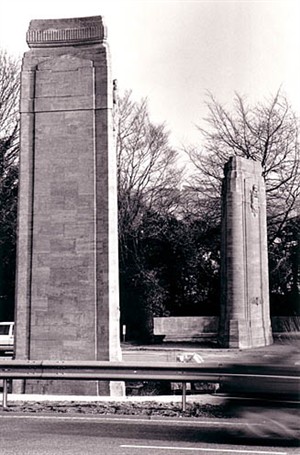 Stone pylons on the A23 outside Brighton | Image reproduced with permission from Brighton History Centre