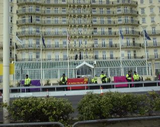 Charities use the nearby Grand Hotel side wall for fundraising abseiling, but not during the Labour Party conference! | Photo by Terry Wing