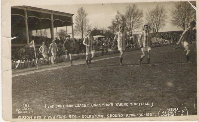 Photograph showing the Southern League Champions take the field 30 April 1921 (R. Phillips 3rd from right) | From the private collection of Alan Phillips