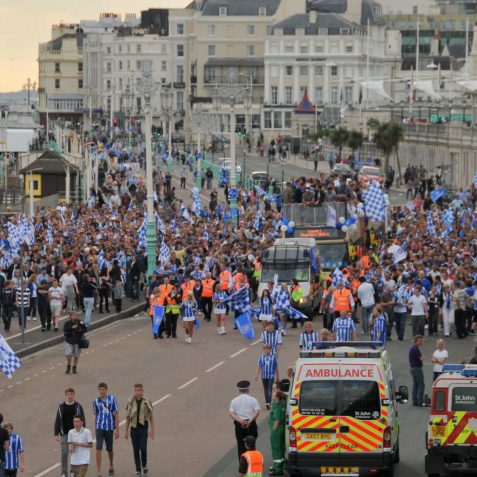Celebrating Brighton and Hove Albion's promotion | Photo by Tony Mould