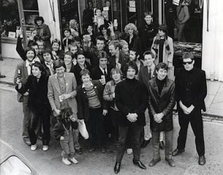 Attrix band members outside Attrix Records in Sydney Street. | From the private collection of Jay Derrick