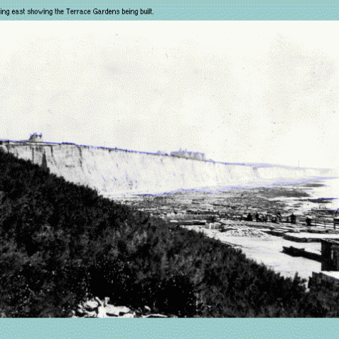 Black Rock looking east, showing the Terrace Gardens being built
