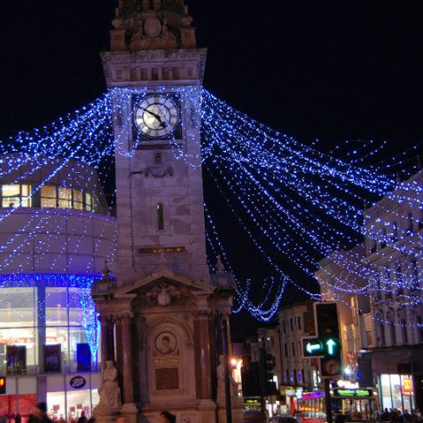 Festive light display at the Clock Tower | Photo by Tony Mould