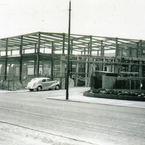 Construction underway, looking north-west, with Mr Aron's car, c. 1953 | From the private collection of Peter Groves