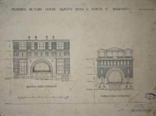 Plan of the Regent Cinema, North Street and Queen's Road; Mar 1921 | East Sussex Record Office reference DB/D7/6583
