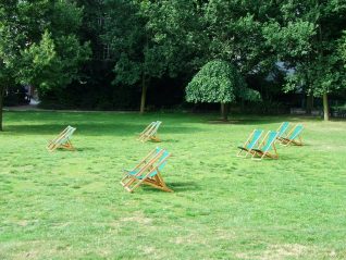 Empty deckchairs in the Pavilion Gardens | Photo by Terry Nye