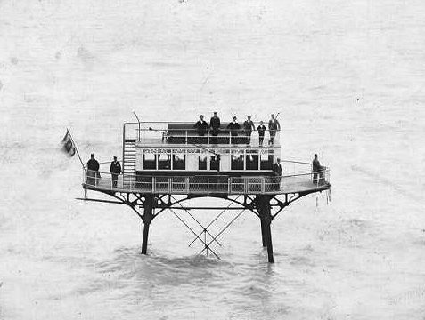 Volk's Sea Going Car at high Tide, c. 1900. | Image reproduced with kind permission from Brighton and Hove in Pictures by Brighton and Hove City Council