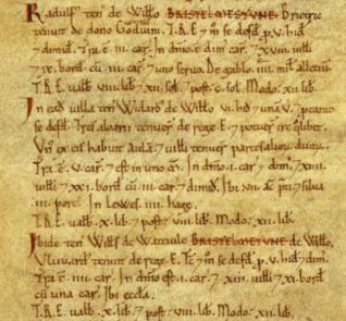 Bristelmestune's entry in the Domesday Book. Click on the image to open a large version in a new window. | National Archives