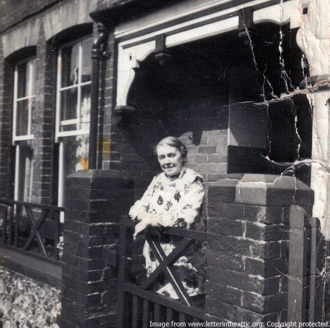 Ethel Whitehouse outside the house in Newport Street, Brighton, c1955 | From the private collection of Peter Whitehouse