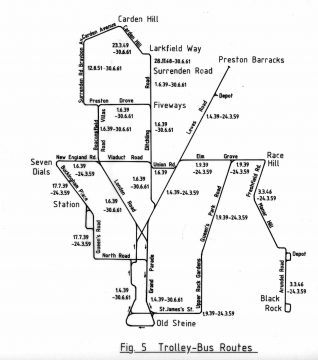 Brighton Corporation tramway routes 1901-39 | Reproduced with kind permission of Tim Carder. Click on image for full sized version
