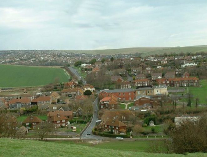 Ovingdean village, showing Greenways Corner, 2003 | From the private collection of Jennifer Drury