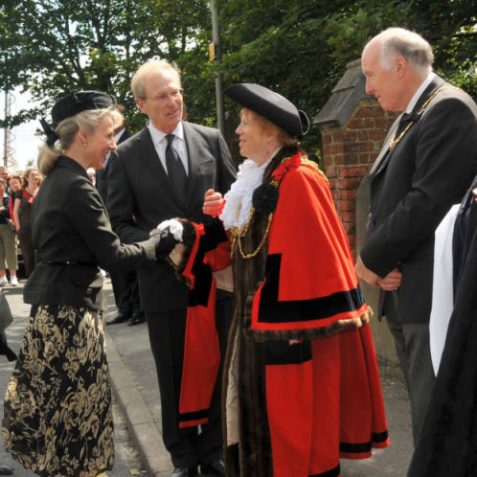 HRH The Duchess of Gloucester is introduced by the Lord Lieutenant of East Sussex, Mr Peter Field, to the Mayor of Brighton and Hove, Councillor Ann Norman and her Consort Councillor Ken Norman. | Photo by Tony Mould