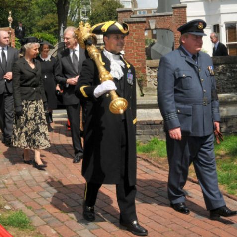 The Royal party is led into the church by City Macebearer, Robert Robertson