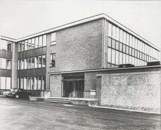 This photographic print was made by the Borough Surveyor's department. It shows the headquarters of Brighton Water Department. The photograph was taken shortly after the building was completed.  The new building opened on 15 November 1967. It occupied the site of the former Falmer Pumping Station. The demolition and construction work was overseen by the Borough Surveyor's department. This print was made as a record of work in progress. | Reproduced courtesy of Royal Pavilion and Museums Brighton and Hove