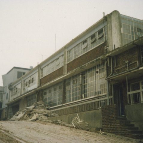 Demolition of ITT/STC begins autumn 1986 | Photo by Hugh Fermer, now in the private collection of Peter Groves