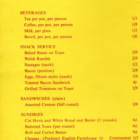 Brighton Belle menu and wine list | From the private collection of Dennis Parrett