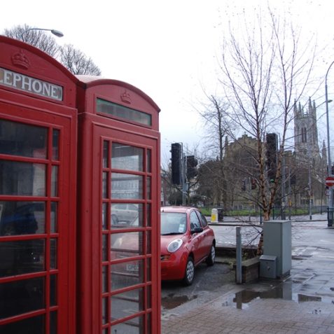 K6 style telephone boxes in St Peter's Place | Photo by Tony Mould
