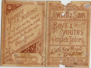 Advert for Averills and Sons, tailors of 4, 5 and 6 New Road, Hove, c1915 | Contributed to Letter in the Attic by Chris Marshall