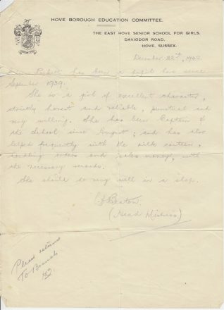 Letter of reference from Ms L.A. Beaton