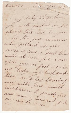 Letter from Caroline Homewood to lady in the street